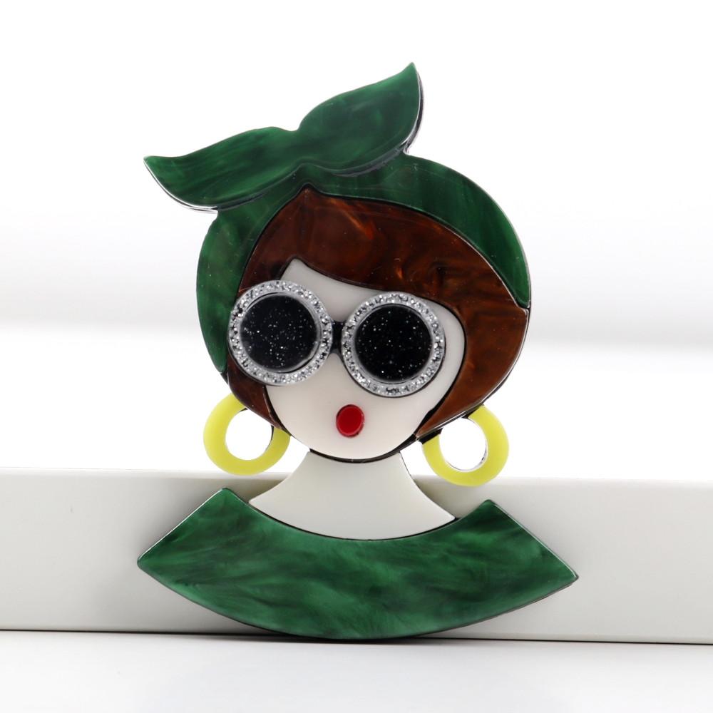 New Cute Colorful Bowknot Girls Acrylic Brooches for Women Cartoon Glasses Lady Brooch Badges Pins Casual Jewelry Accessories