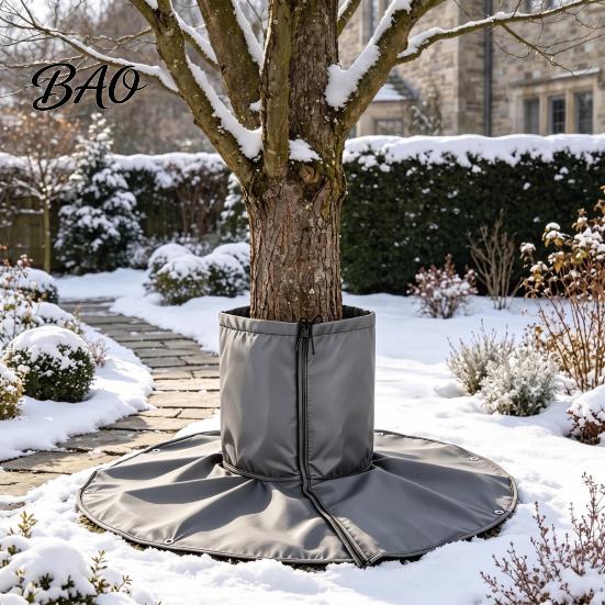 Adjustable Tree Root Guard Palm Protector, 3-Layer Winter Freeze Cover with Ground Stakes, Insulation Cold Weather Wrap for Trees Shrubs Garden Plants