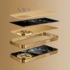Black Card Gold Symbol Pattern Gold Metallic Paint Glass Phone Case For iPhone 17 Pro Max 11 12 13 14 15 16 Plus 17Air 16E Cover