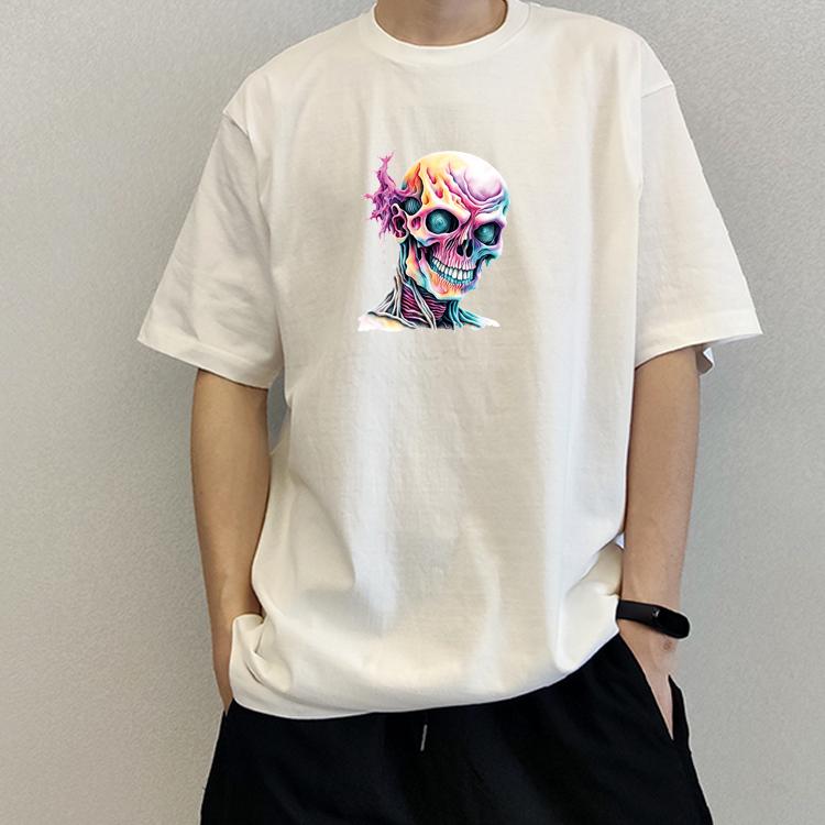 Colorful Skulls Heat Transfer Sticker Hiphop Diy Accessory Sticker Jeans Fashion Heat Press Appliqued Stripes Patches