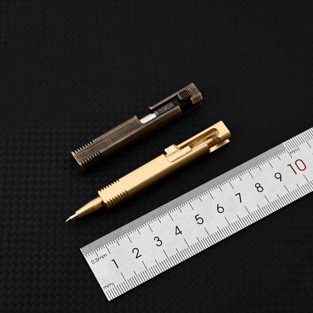 All-Metal Mini Brass Pen Easy Carry Neutral Ballpoint Pen Travel Pocket Pen Signature Gift