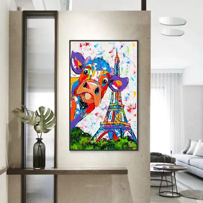 Nordic Minimalist Color Oil Painting Poster Vertical Wall Aisle Corridor Entry Door Hanging Painting Background Wall Home No Frame