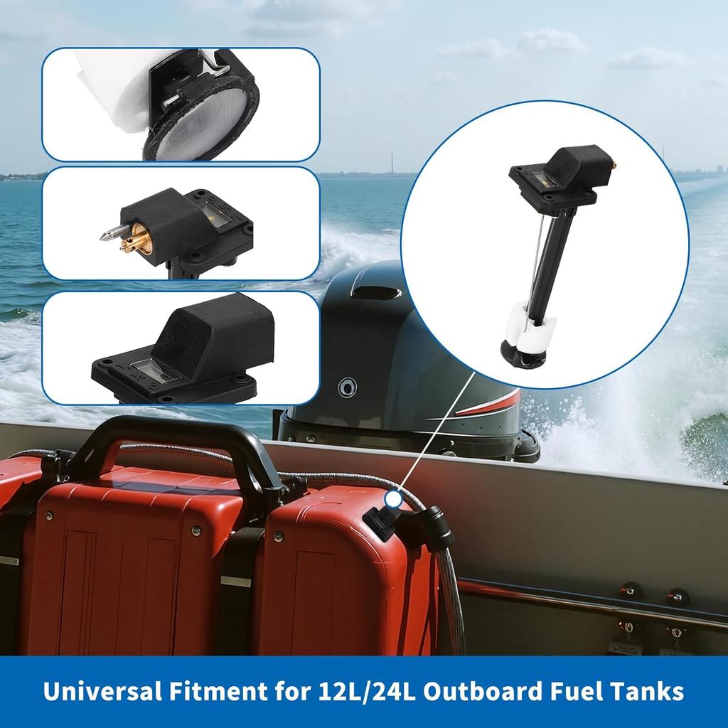 Marine Fuel Gauge Fuel Tank Sending Unit Fuel Level Sensor Boat Fuel Tank Gauge for Outboard Motor External 12L 24L Fuel