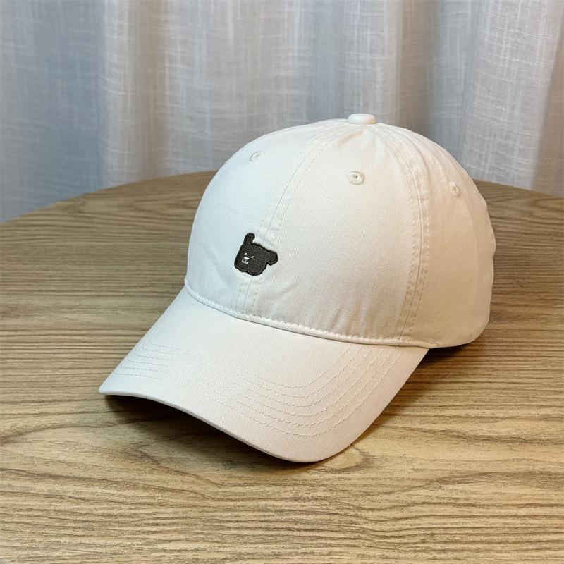 Bear Embroidered Hat Baseball Cap Women's New Four-season Versatile Curved Brim Soft Top Cap Ins