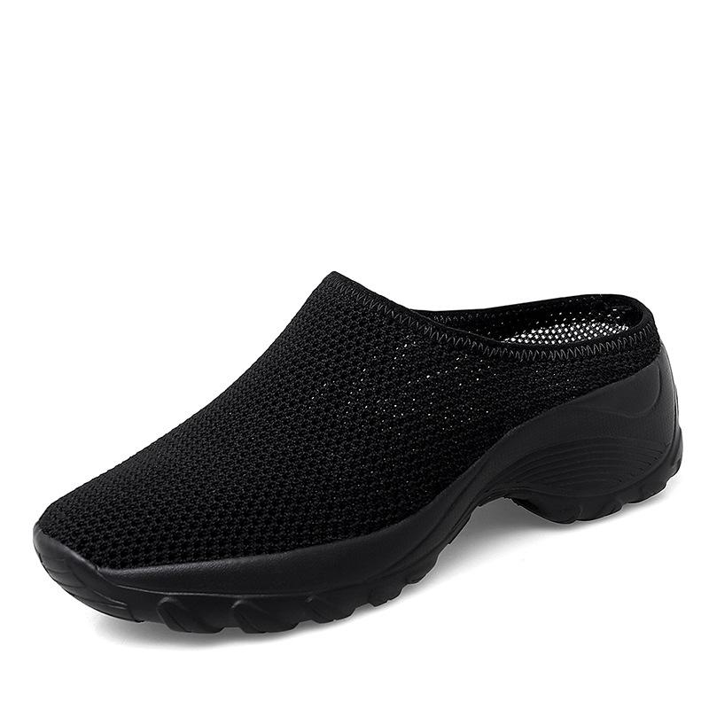 2025 Spring and Autumn New Fashion Casual Shoes Women's Fly-woven Half-drag Platform Shoes Trend One-pedal Women's Shoes