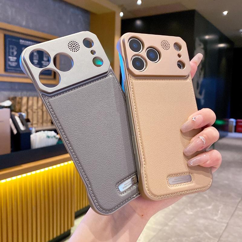 For Magsafe Magnetic Luxury Solid Color Leather Not Border Aromatherapy Phone Case For iPhone 17 Pro Max Air Bumper Back Cover