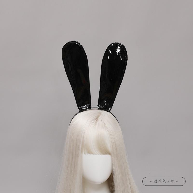

A handmade cute bunny maid headgear olita halloween party dress up leather headband