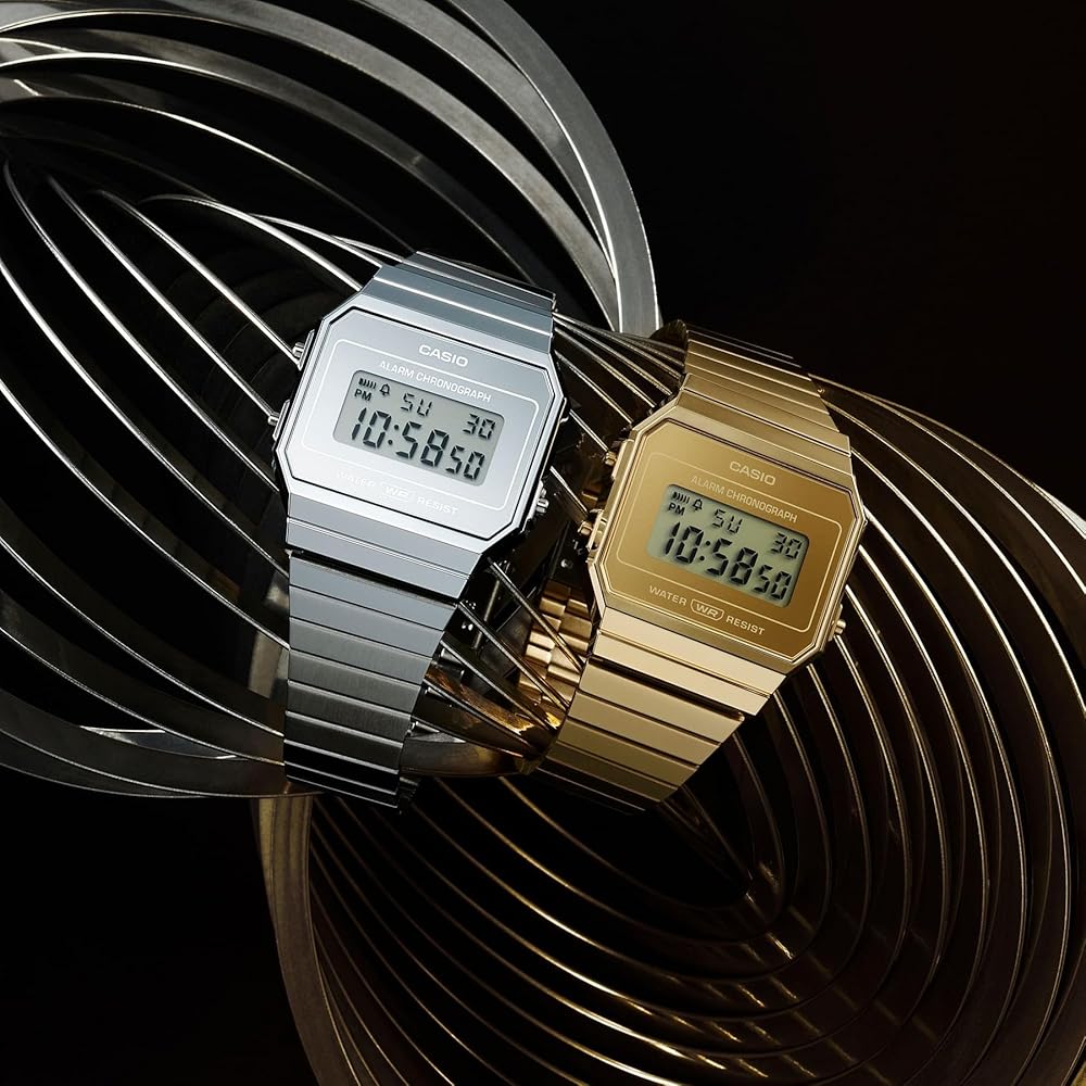 Casio A700WEVG-9A Digital Watch Stainless Steel Case Water Resistant Unisex