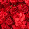 3D Classic Red Flower Wall Burgundy Artificial Rose Fabric Floral Wall Outdoor Party Wedding Backdrop Decor Window Display