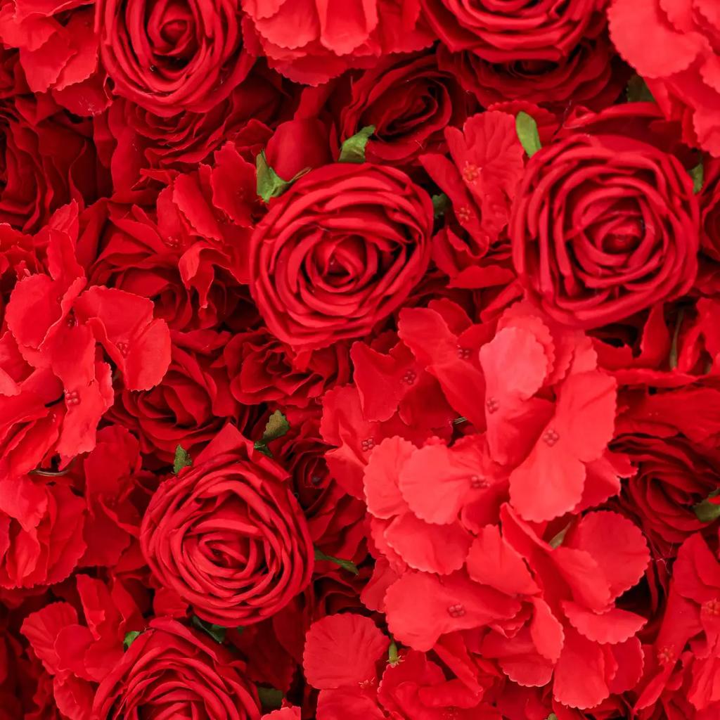 3D Classic Red Flower Wall Burgundy Artificial Rose Fabric Floral Wall Outdoor Party Wedding Backdrop Decor Window Display