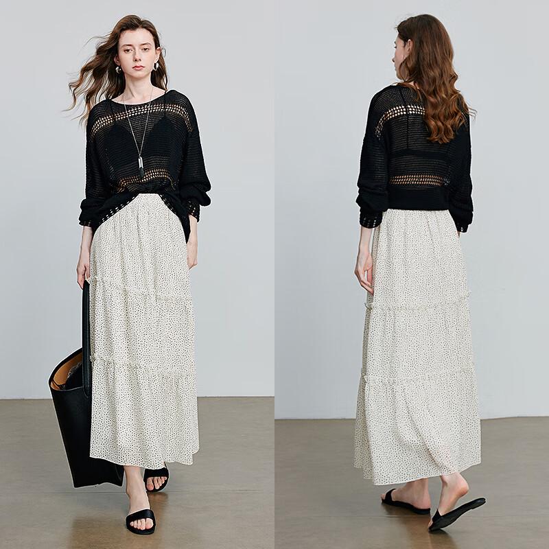 Women's French Polka Dot A-Line Midi Skirt