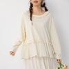 Spring Japanese Literary Lace Collar Knit T-shirt: Loose Embroidered Pure Cotton Layered Top for Women