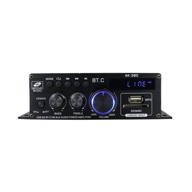 Amplificador de Potência Bluetooth Portátil para Carro AK380 12V Amplificador de Áudio HIFI Doméstico Sistema de Som Surround Estéreo 15.5X8.5X4.5CM