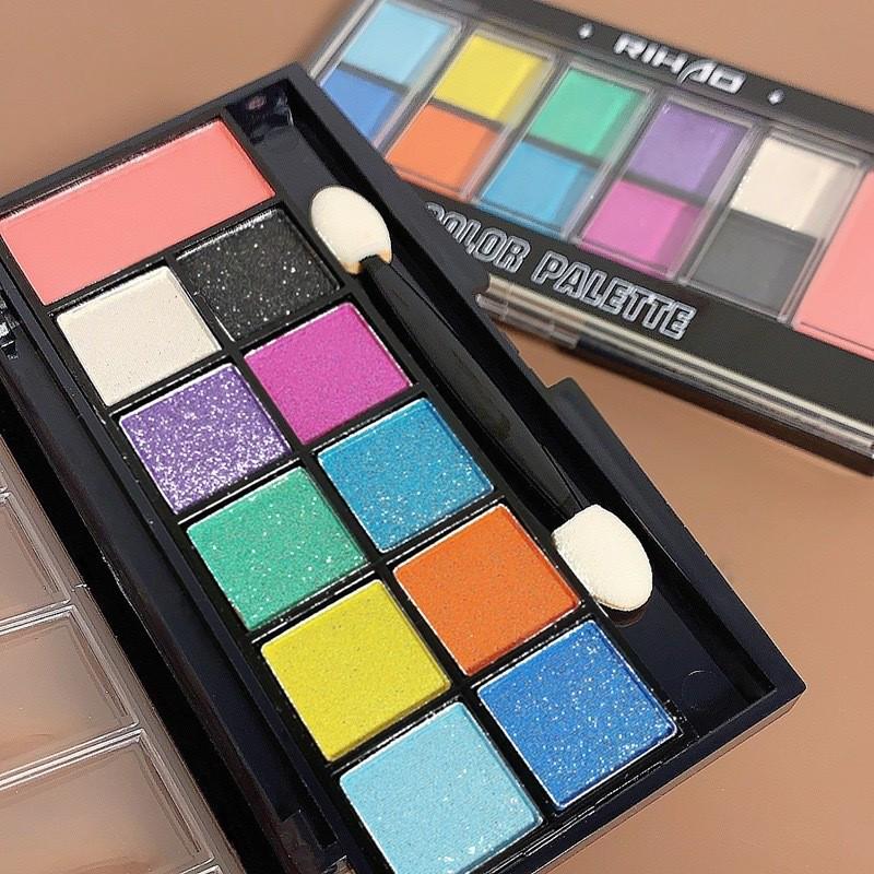 Ri Hao 10-Color Eyeshadow & Blush Palette - Perfect for June 1st Festival, Stage Makeup, Shimmer & Pearlescent for Beginners.