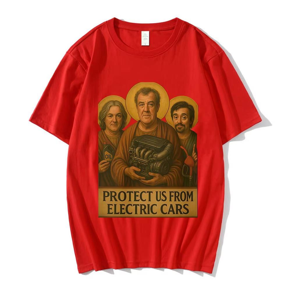 Jeremy Clarkson Beschütze uns vor Elektroautos Lustiges Meme Grafik T-Shirt Unisex Damen Lässig Baumwolle Übergroße T-Shirts Streetwear