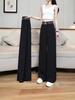 2026 Plus Size Women's Black Wide-Leg Summer Pants - Fashionable, Casual, Slimming Straight-Leg Style