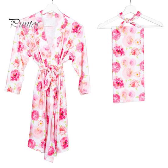 

Комплект халата и пеленки для мамы и меня, цветочный халат для родов, подходящее одеяло для беременных женщин, домашняя одежда L розовый