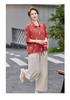 Women's 100% Linen Embroidered Blouse, Stylish & Elegant, Three-Quarter Sleeves, Loose Fit, Slimming, Summer Lightweight.