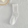Women's Milk White Lace Ruffled Trim Mid-Calf Socks - Japanese Lolita Style