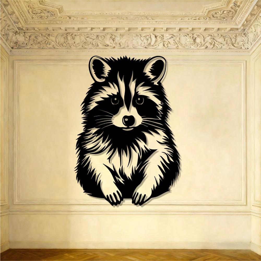 Metal Wall Art Raccoon Sculpture Garden Statue Wildlife Decor Outdoor Terrace Christmas Gift