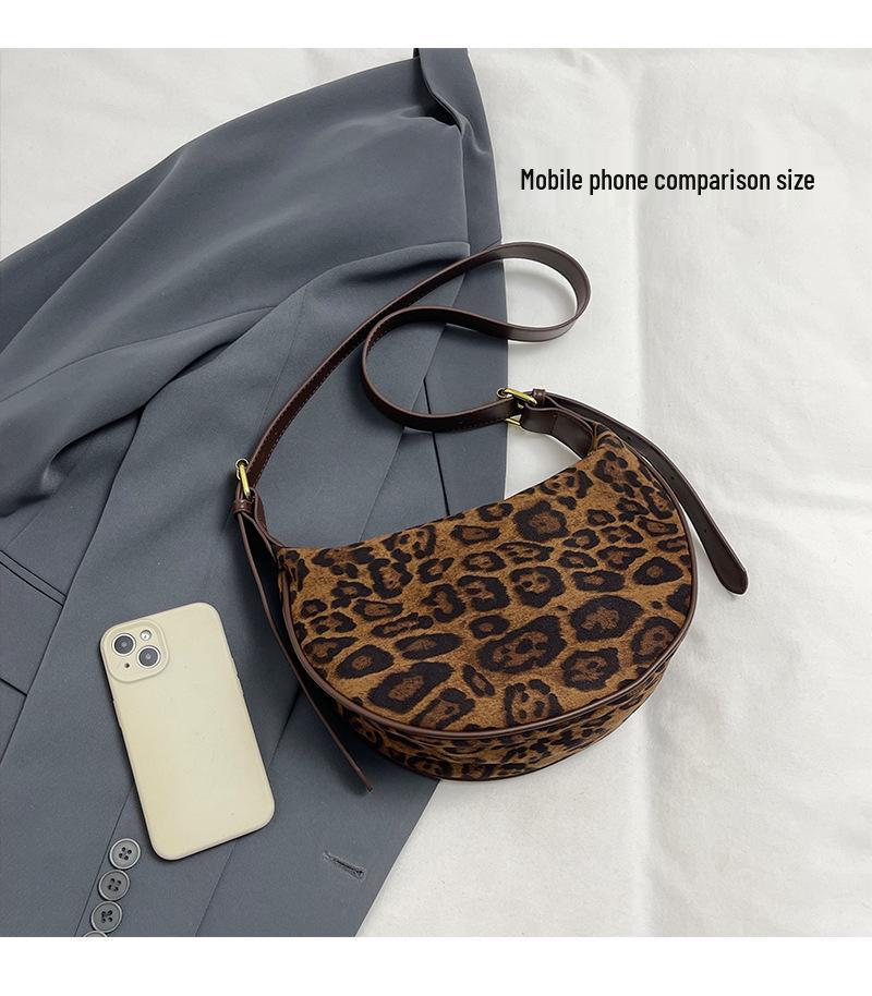 Retro Leopard Print Crossbody Bag: Autumn/Winter Fashion Versatile One-Shoulder Women's Dumpling Bag