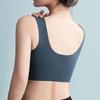 Damen Sport-BH mit breitem, elastischem Riemen, einfarbig, stoßfest, nahtlos, dünnes Mesh, Push-Up, Anti-Hängenbleiben, kabelloser Yoga-Jogging-BH