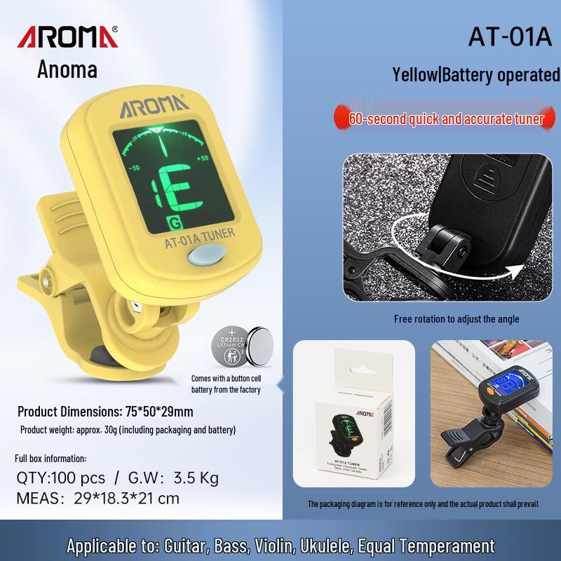 Aroma Annoma AT-01A Universal Guitar, Ukulele, and Violin Tuner