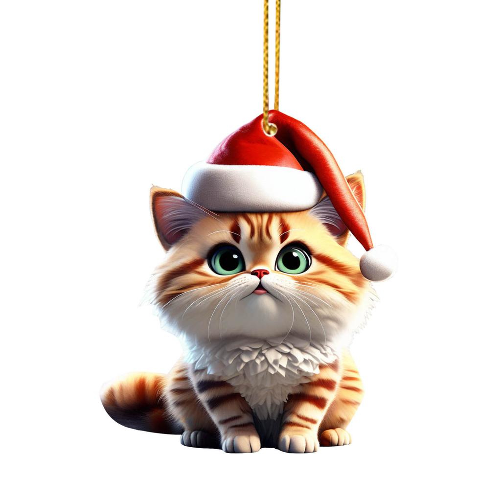2025 Weihnachts-Kugel-Katzen-Ornament 2D Acryl Lustige Katzen-Ornamente Weihnachtsbaum Katze Hängende Dekorationen Haus Party Weihnachten Deko