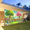 1pc Vibrant spring Garden party polyester banner, suitable for wall decoration, home and garden decoration