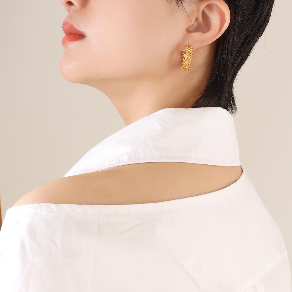 Fashionable Women'S Earrings Stainless Steel Designer Jewelry 18k Gold Plated Hoop Earring