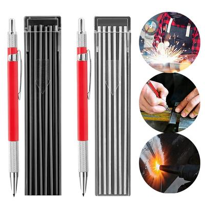 Schweißerstift mit 12 Stück Ersatzminen Metallmarker Stift für Stahlbau Holzbearbeitung für Rohrleitungsbauer Schweißer