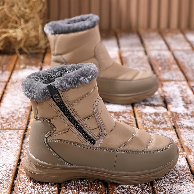 Men's Thick-soled Warm Shoes Men's Snow Boots Men's Anti-slip Zipper Flat Shoes Plush Outdoor Shoe Ankle Boots Zapatos Hombre