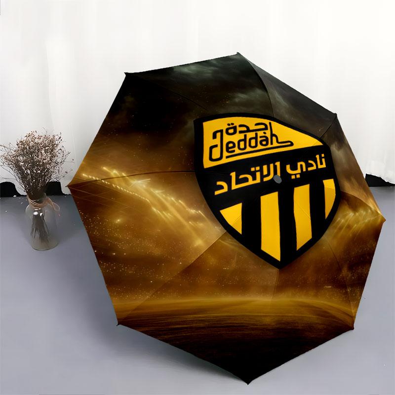 1 PC Automatic Folding Umbrella - Al-Ittihad FC Pattern, Portable & Foldable Design with 8 Ribs, Christmas Birthday Gifts