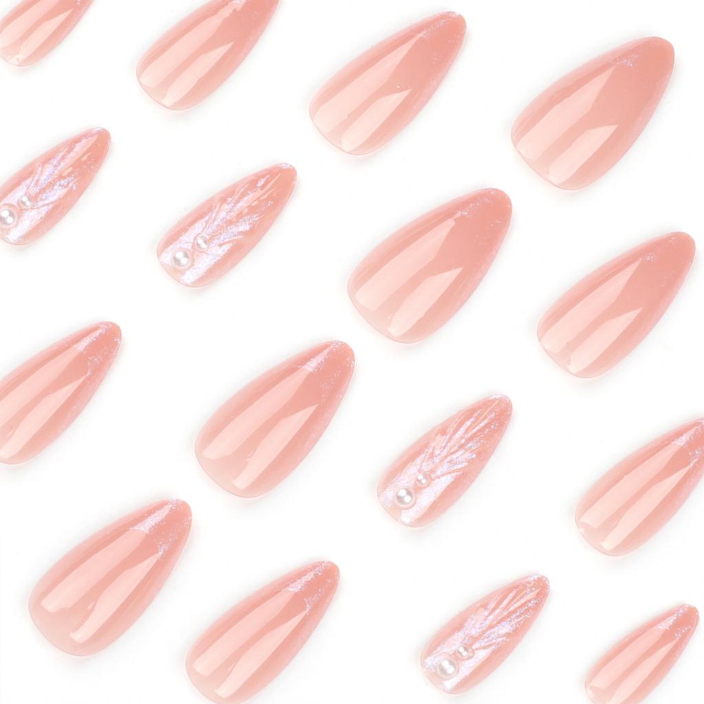 24 Pieces Three-dimensional Shell Wearing Nail Patch New Nude Almond Nail Patch