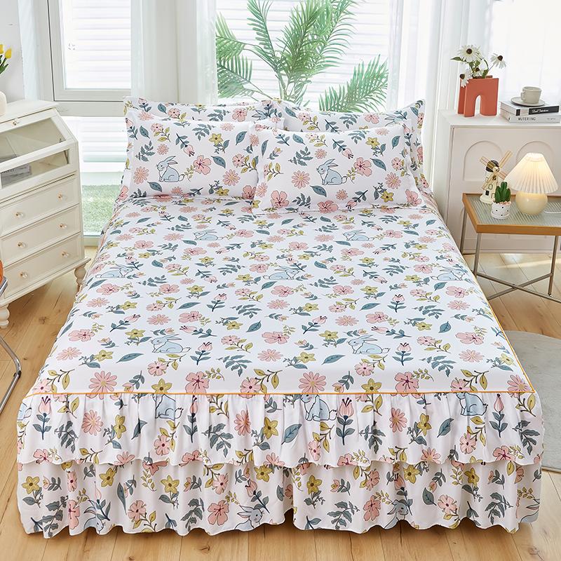 1 stk Sengeteppe i pastoral stil colchas de cama matrimonial Dobbel blondeskjørt til seng King Laken Skjørt (putevar trenger bestilling)