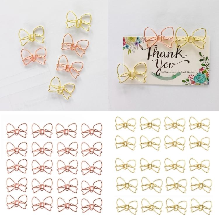 Pack of 100 Metal Paper Clip Bowknot Paperclips Metal Paperclips Book Marker Clip For Document File Paper Photo Card