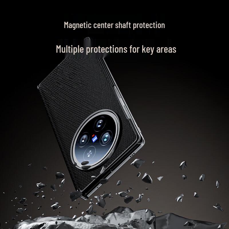 BASHIDAI Elektrogalvanizované Texturované Kožené Skládací Pouzdro pro Řadu Vivo X Fold