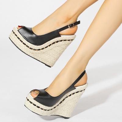 Sandali con zeppa estivi super alti da donna, sandali con tacco alto, alla moda, con plateau, punta aperta, scarpe da donna