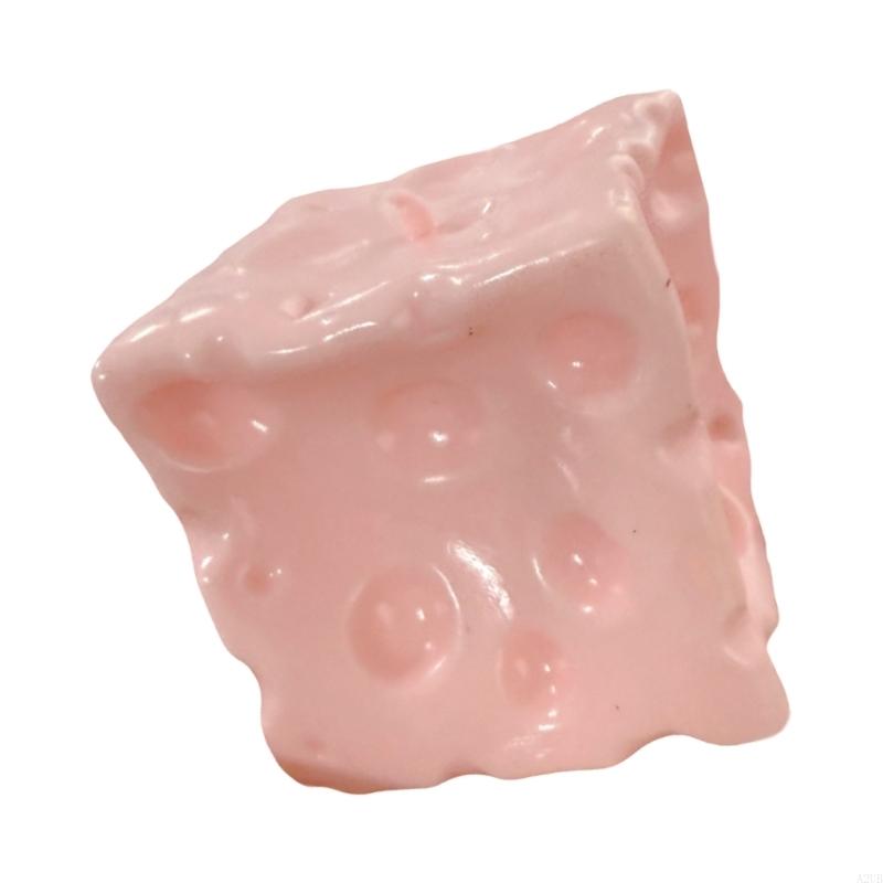 Pink Cheese Squeeze Toy Soft Plastic Texture Cheese Squeeze Block for Adults Kids Office Travel Anxiety Relaxation A2UB