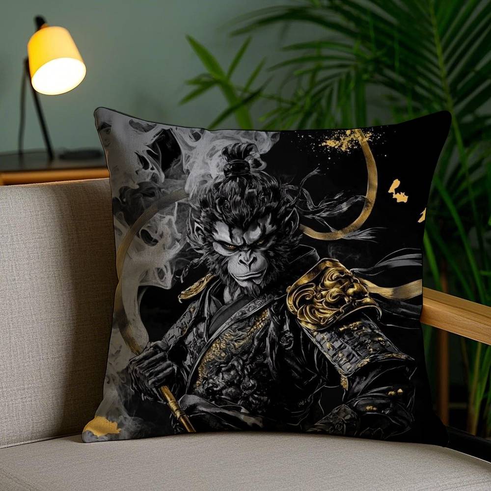 Black Myth Wukong Pillow Case Home Dorm Chair Back Short Plush Double-sided Printing Office Nap Time Cushion Cover