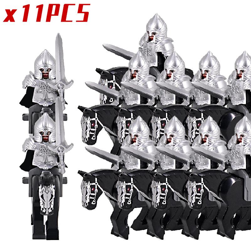 The Soldier With War Horse Gondor Army Figures Lotr Armor Guard Warrior Archer Medieval Knights Building Blocks Bricks Toys Gift
