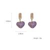 Sweet Purple Love Heart Crystal Dangle Earrings Women Shine Rhinestone Earrings Weddings Party Zircon Accessories