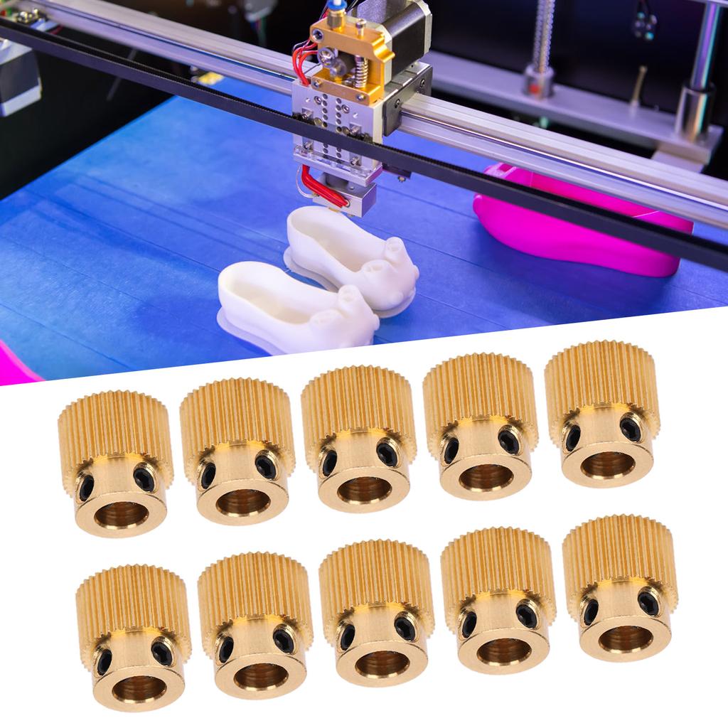 10pcs 40 Tooth Brass Drive Gear Feeding Gear Wheel Extrusion Gear for 3D Printer Extruder