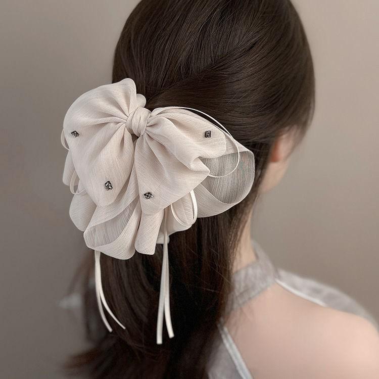Polka Dot Bow Claw Clip: Elegant Women's Hair Accessory