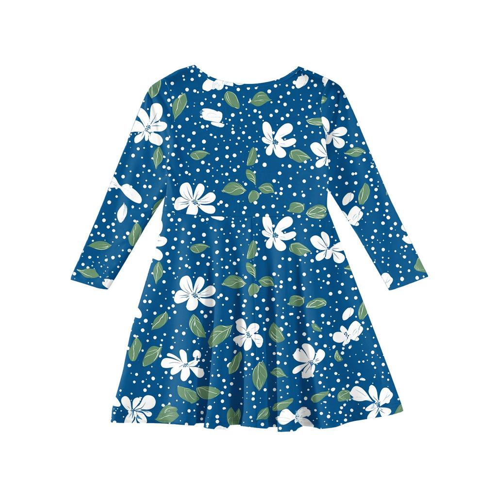 Girls' Summer Princess Dress - Long Sleeve A-Line T-Shirt Dress