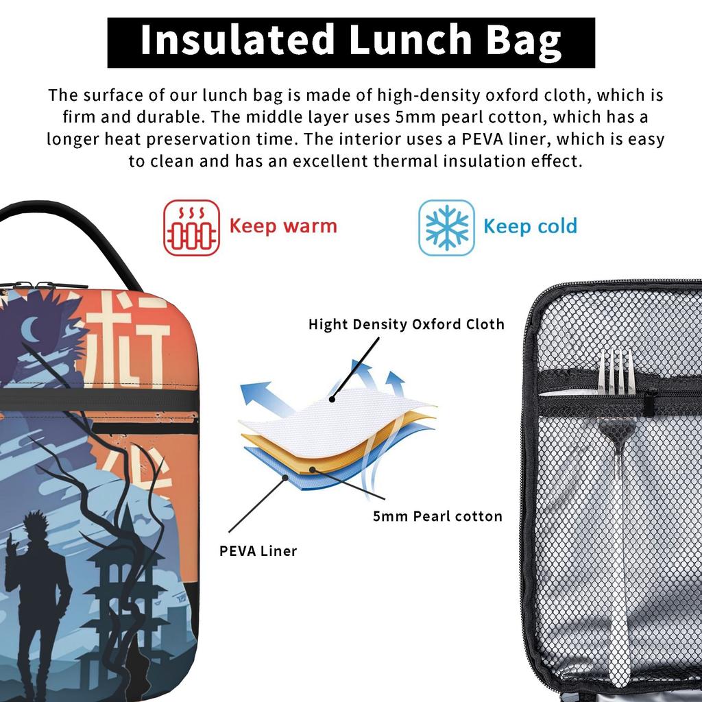 JJK Anime Gojo Saturo Insulated Lunch Bag Thermal Bag Reusable,Lunch Container Jujutsus Kaisens Anime Leakproof Tote Lunch Box
