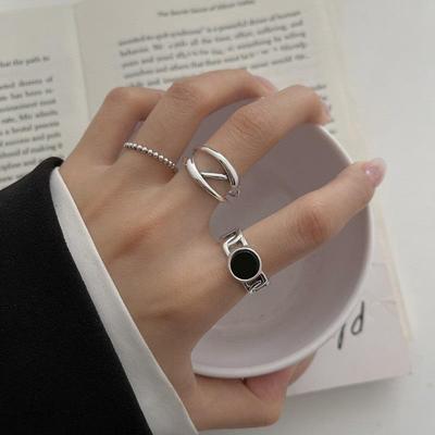 Retro Ruili Damen Ring im koreanisch-japanischen Stil, offenes Design, unregelmäßig, für Zeige- und kleinen Finger