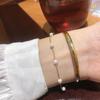 Women Chunky Fashion Jewelry Irregular Metal Cuff Link Chain Pearl Bracelets Open Bangles