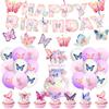 Colorful Butterfly Party Tableware Set: Plates, Napkins & Cutlery for Girl's Birthday.