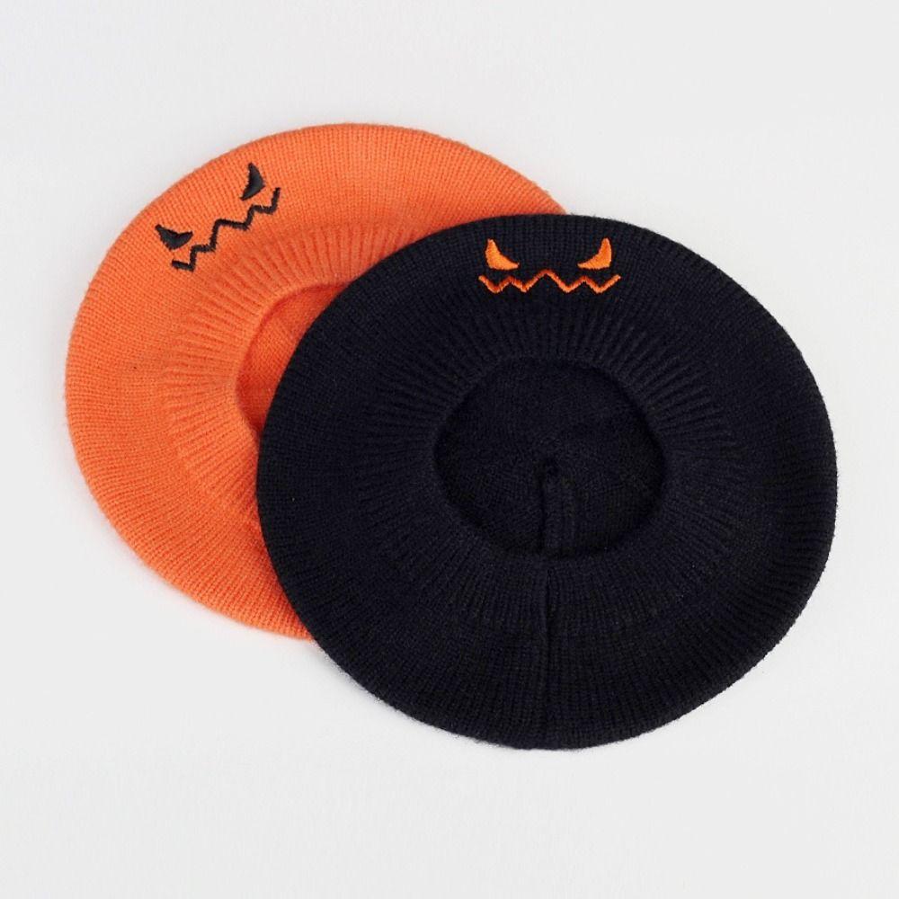 Jacquard Knit Pumpkin Beret Hat Warm Lining Pullover Hat Knitted Beanie Hat Cosplay Costume